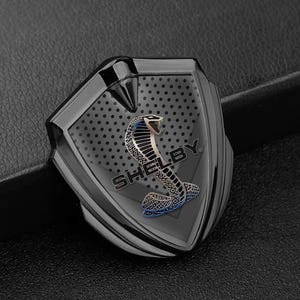 Shelby Cobra Metal Emblem Sticker |Self-Adhesive Interior & Exterior Logo | Premium Quality Badge | Gold Silver Gray  Frames  1pcs 2pcs
