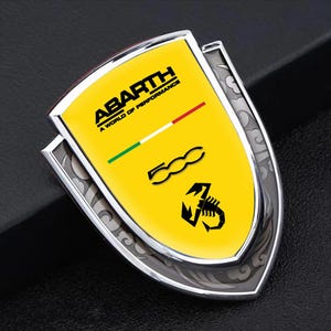 Abarth Metal Emblem Sticker | Abarth Self-Adhesive Interior & Exterior Logo | Premium Quality Badge | Gold Silver Frames  1pcs 2pcs