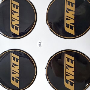 Enkei Domed Emblem - 3D Wheels Badge - Enkei Logo Sticker - Epoxy Resin Car Decal - Rims Adhesive Car Badge Tuning Wheel Center Hub Set