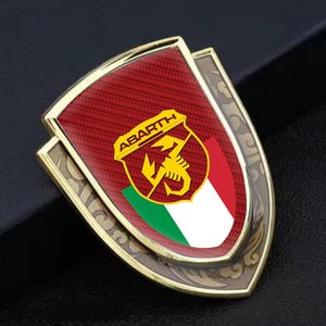 Abarth Metal Emblem Sticker | Abarth Self-Adhesive Interior & Exterior Logo | Premium Quality Badge | Gold Silver Frames  1pcs 2pcs