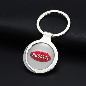 Bugatti Slim keychain | Car Keys Key fob | Metal Key fob Keychain | Vintage Wood Key Holder Bugatti Leather Key organizer Keyring accessory