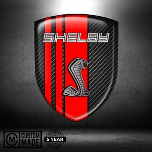 Emblema Shelby Cobra abovedado - Insignia de escudo 3D - Adhesivo con el logotipo de Cobra - Adhesivo de resina epoxi para coche - Adhesivo para parachoques de coche - Adhesivo para parrilla delantera