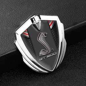 Shelby Cobra Metal Emblem Sticker |Self-Adhesive Interior & Exterior Logo | Premium Quality Badge | Gold Silver Gray  Frames  1pcs 2pcs