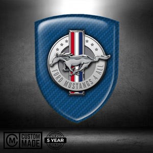 Mustang Shield Emblem - 3D Domed Sticker - Ford Mustang Badge - Resin Logo Decal - Car Exterior Adhesive Emblem 164 Unique Designs Gift