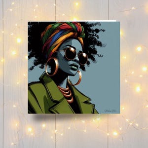 Black Woman Greeting Card, Ethnic Blank Card Inside, Curly Afro, Black Girl Magic, African Queen, All Occasions