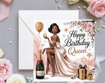 Black Girl Magic Greeting Card: Ethnic Art, Slick Bob Hair Style