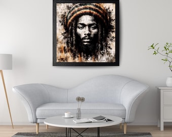 ジャマイカのレゲエ歌手のアートプリント 黒人男性のアート 男の隠れ家