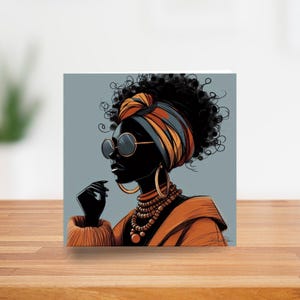 Black Woman Greeting Card, Ethnic Blank Card Inside, Curly Afro, Black Girl Magic, African Queen, All Occasions