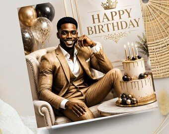 Tarjeta de cumpleaños del Rey Negro: esposo, padre y amigo afroamericano