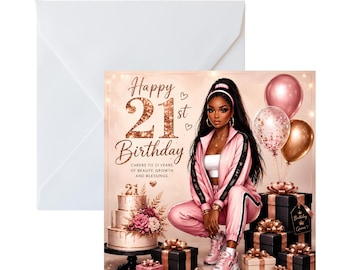 21st Black Sports Girl Birthday Card | Afrocentric Queen