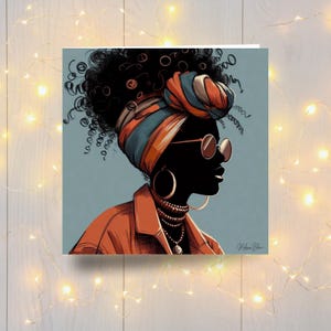 Black Woman Greeting Card, Ethnic Blank Card Inside, Curly Afro, Black Girl Magic, African Queen, All Occasions