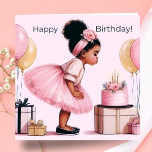 Black Girl Birthday card, Happy Birthday Daughter, kids ethnic greeting card, greeting card for black girl, happy birthday card