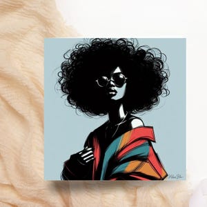 Black Woman Greeting Card, Ethnic Blank Card Inside, Curly Afro, Black Girl Magic, African Queen, All Occasions