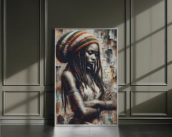 黒人女性のラスタアートプリント：レゲエの壁飾り - Etsy 日本