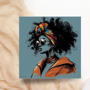Black Woman Greeting Card, Ethnic Blank Card Inside, Curly Afro, Black Girl Magic, African Queen, All Occasions