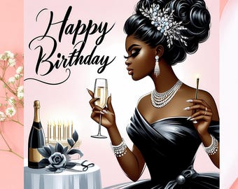 Black Queen Birthday Card Elegant Afrocentric Melanin Magic