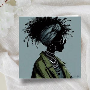 Black Woman Greeting Card, Ethnic Blank Card Inside, Curly Afro, Black Girl Magic, African Queen, All Occasions