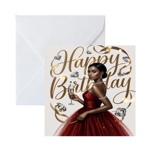 Black Girl Magic Birthday Card: Elegant Ethnic Art Greeting Card