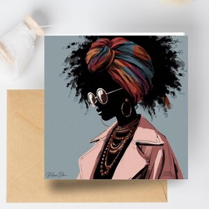 Black Woman Greeting Card, Ethnic Blank Card Inside, Curly Afro, Black Girl Magic, African Queen, All Occasions
