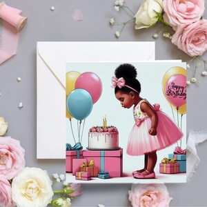 Black Girl Birthday card, Happy Birthday Daughter, kids ethnic greeting card, greeting card for black girl, happy birthday card