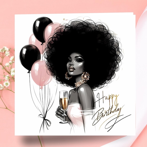 Elegant Birthday Card for Her –  African American Gift | Black Woman Birthday |  Sassy Melanin Queen