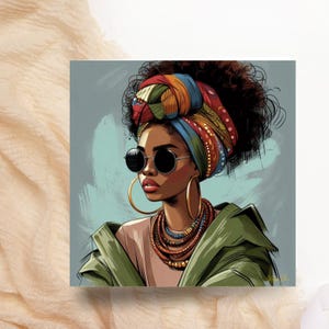 Black Woman Greeting Card, Ethnic Blank Card Inside, Curly Afro, Black Girl Magic, African Queen, All Occasions
