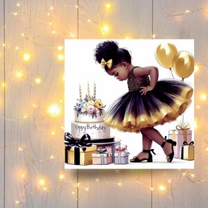 Black Girl Birthday card, Happy Birthday Daughter, kids ethnic greeting card, greeting card for black girl, happy birthday card