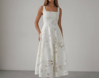 Ivory Midi Dress: Sleeveless Occasion Dress