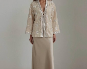 Boho Chic Evening Wedding Jacket – Formal Embellished Occasion Jacket for Mother of the Bride