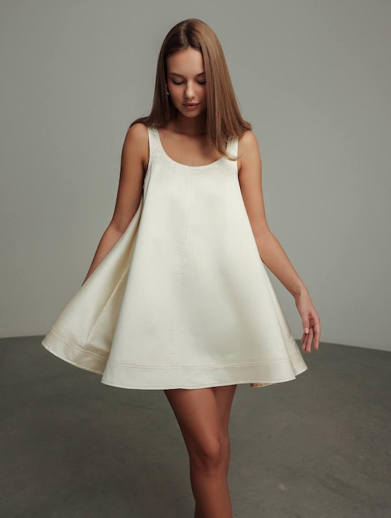 Boho Mini Satin Dress: Handmade Shimmer Party Cocktail Dress