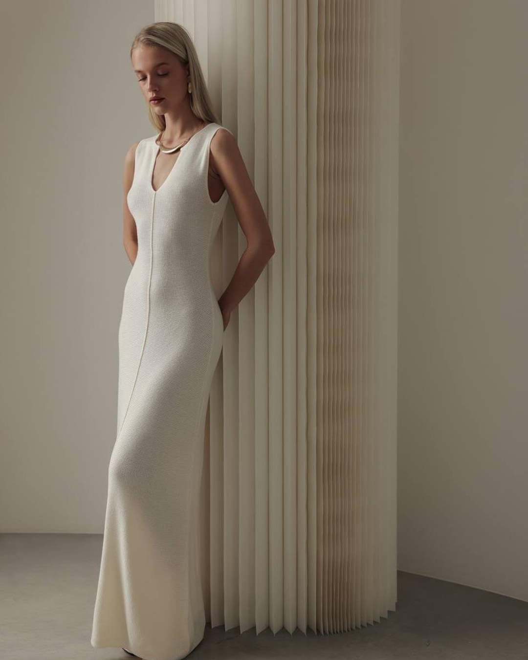 ivory knit maxi dress Kavala Knit Maxi Dress In Ivory
