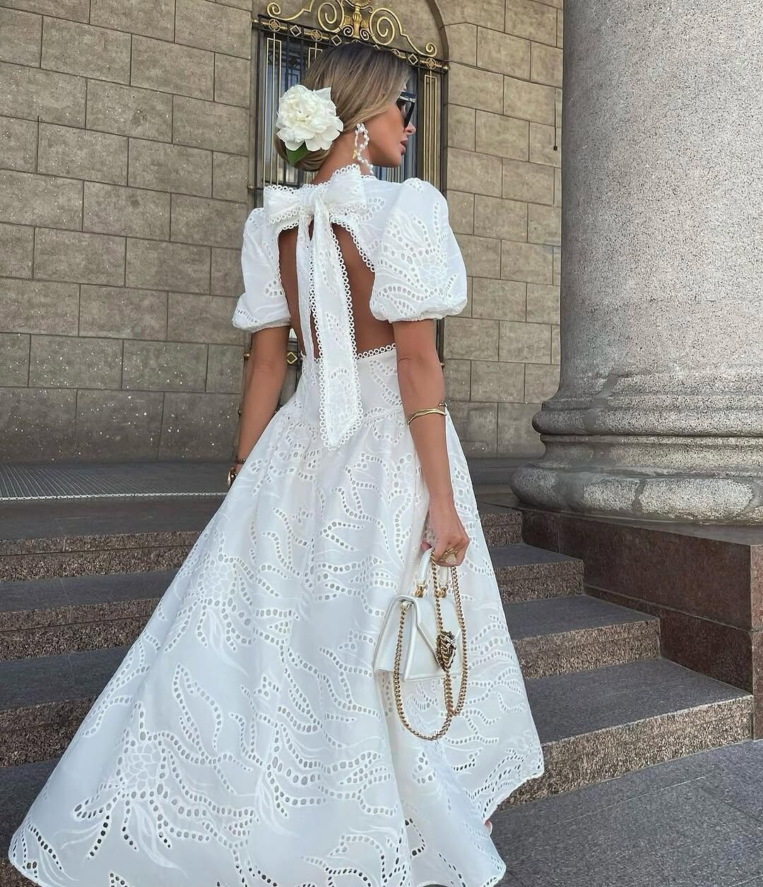 White Maxi Dress | Elegant Backless Dress | Bridesmaid, Wedding Guest ...