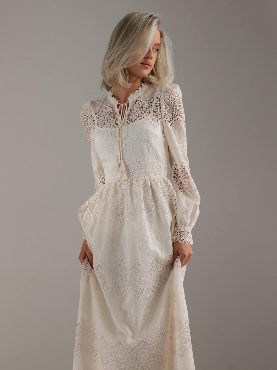 Lace or Embroidered Midi Dresses