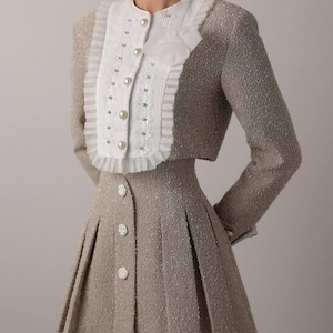 Women&#39;s Suit Set | Tweed Skirt  Blazer | Bridal Suit | Wedding Guest Outfit | Women&#39;s Suit Set | Skirt Suit | Suit for Bride Formal Suit