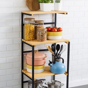 Industrial Design Kitchen Stand – Metal & Wood Elegance