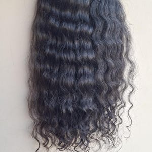 Extensiones de cabello rizado indio natural, sin procesar, de color negro natural, mechones de cabello humano de 300 g.