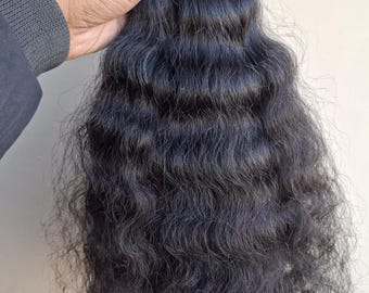 Extension per capelli ricci indiani; colore nero naturale, capelli umani provenienti da un unico donatore (200 grammi)