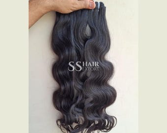 Raw Indian Body Wave Human Hair Extensions; Natural Black, Single Donor - 3 Bundles