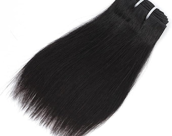 Raw Virgin Human Hair Extension; Natural Black, Straight Weft - 3 Bundles Deal