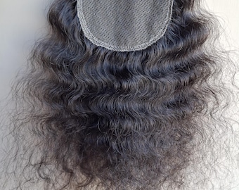 Onbewerkt Indiaas krullend mensenhaar extensions HD Lace Closure 4*4 - Natuurlijk zwart, onzichtbaar, handgemaakt