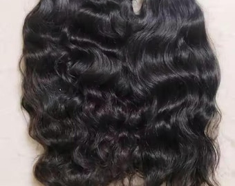 Raw Indian Wavy Human Hair Extensions- Natural Black, Wig Making & Sew In- 300g