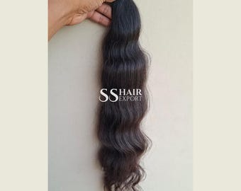 Raw Indian Wavy Bulk Hair Extensions for Braiding - Natural Black, Human Hair- 100g