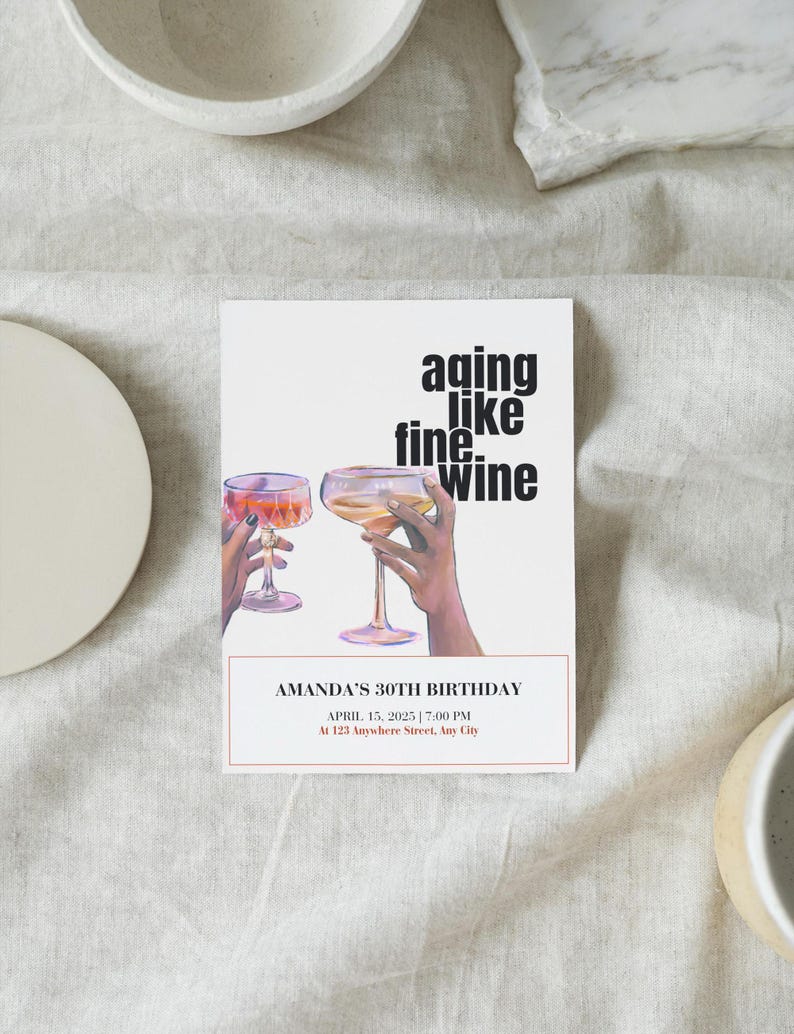 Aging Like Fine Wine Birthday Invitation Editable Canva Template aging-like-fine-wine-birthday-invitation-editable-canva-template