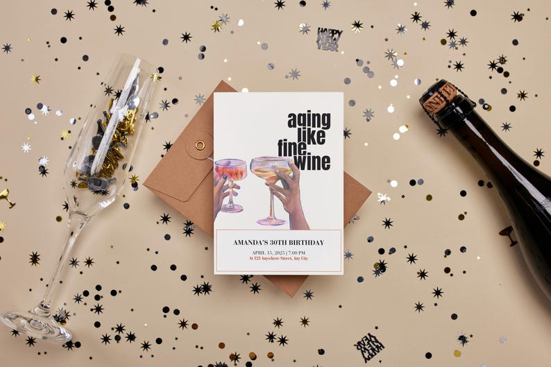 Aging Like Fine Wine Birthday Invitation Editable Canva Template aging-like-fine-wine-birthday-invitation-editable-canva-template