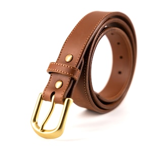 Custom Brown Leather Belt, Handmade Veg-Tan Leather Belt, Personalized Genuine Leather Belt