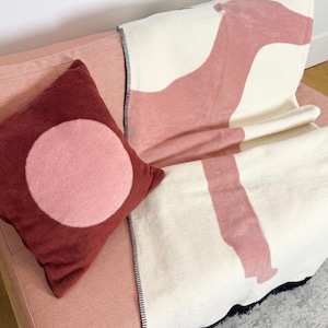 Iggy Cream Cukier bomullsfilt, mjuk, jacquard, vävd, bomull, dubbelsidig, grafiska mönster, pastellfärger