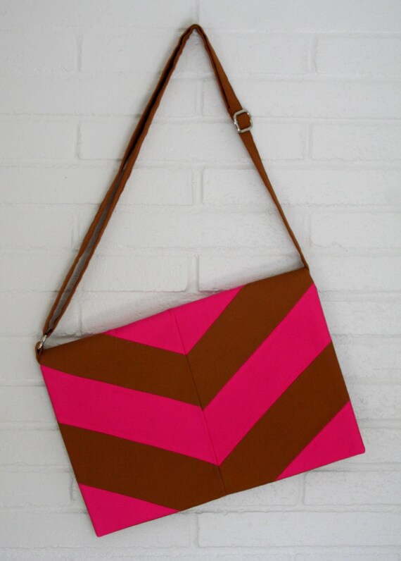 Items similar to Chevron Cross body bag. Pink and Tan. on Etsy