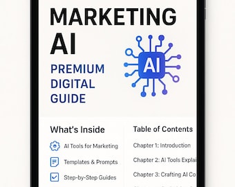 Gids voor marketing-AI | Digitale download | AI-tools voor het maken van inhoud en advertenties op sociale media | Bespaar tijd, verhoog de betrokkenheid en verhoog de verkoop