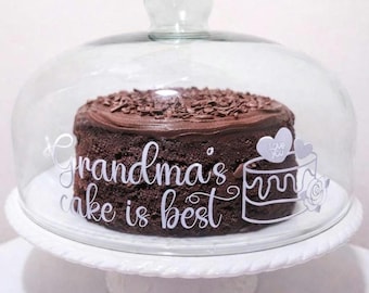 Personalised Cake Stand with Glass Dome, Grandma Gift, Nan Baking display, Kitchen Centrepiece
