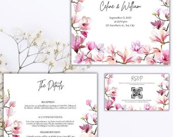 Boho Floral Wedding Invitation Template | DIY Printable (Canva PDF)